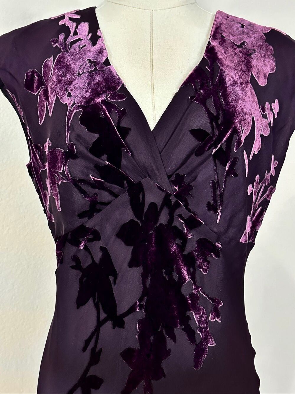 Vintage Jones New York Purple Silk Burnout Velvet Maxi Dress 10 Whimsigoth 90s - Picture 9 of 12